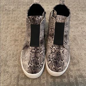 Hidden wedge snakeskin sneakers